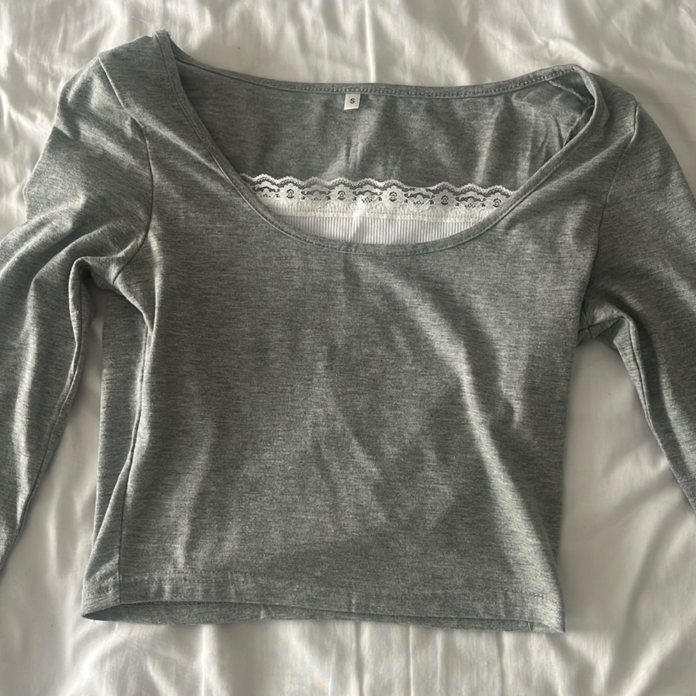 Small Gray lace shirt from yesstyle